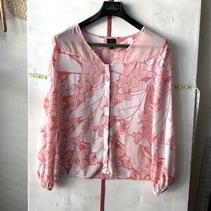 Pink floral elegant blouse
